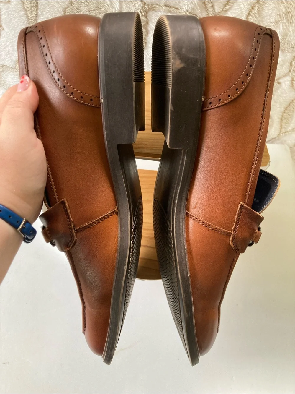 Steve Madden Tan/Brown Leather Slip-On Penny Loafers